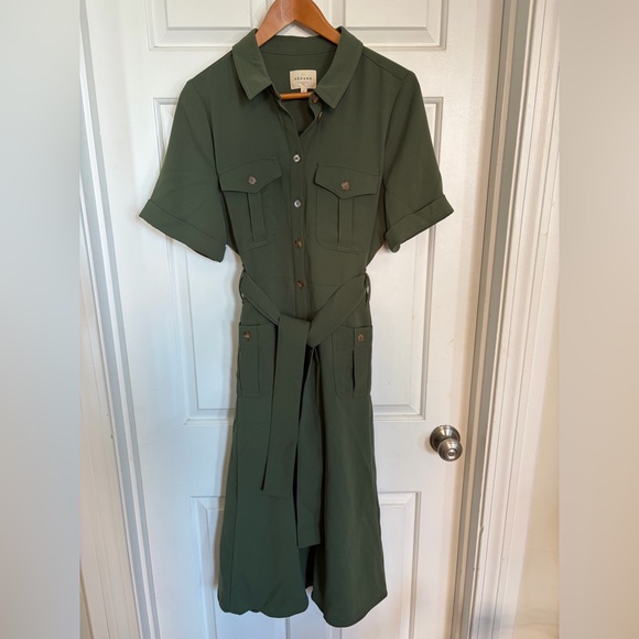Sezane Raquel dress olive green size 10 - Picture 4 of 11